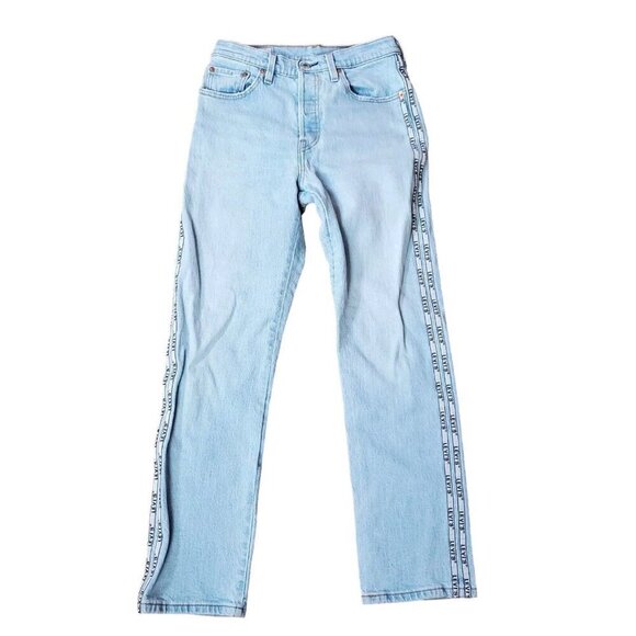 Levi's 501 Original Sport Crop Jeans Womens 25x26.5 Button Fly‎ Dibs Light Wash - Picture 1 of 16